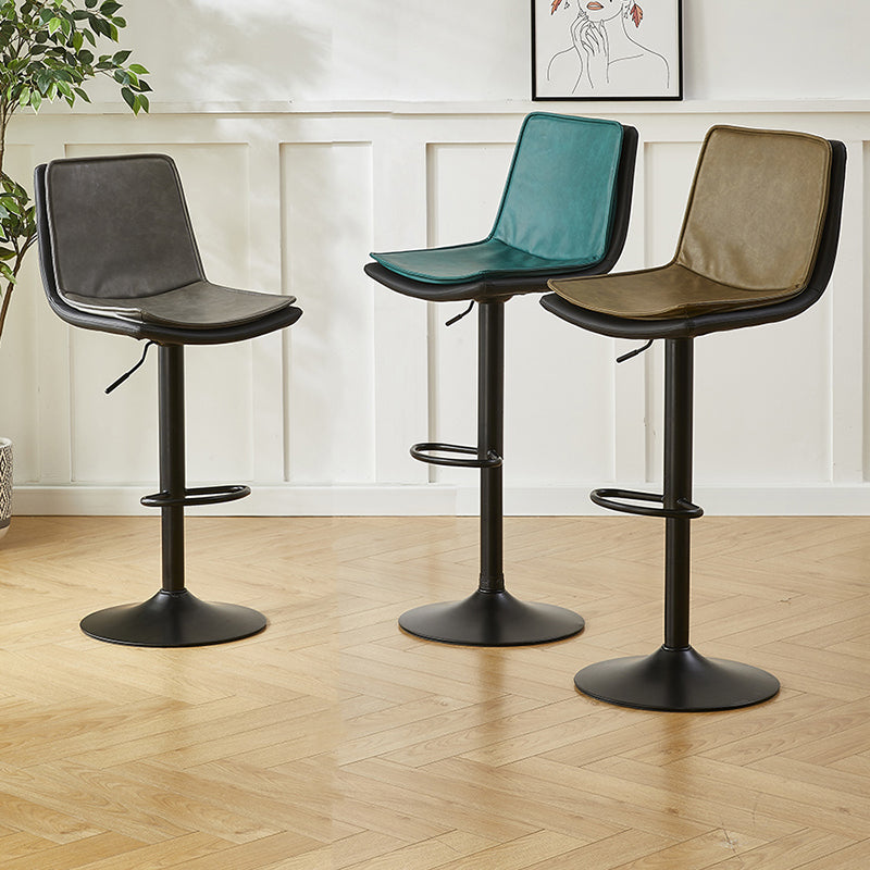 Scandinavian Adjustable Height Swivel Bar Stool Leather Upholstered Bar Stool