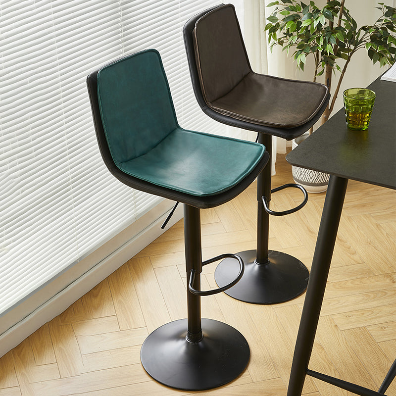 Scandinavian Adjustable Height Swivel Bar Stool Leather Upholstered Bar Stool