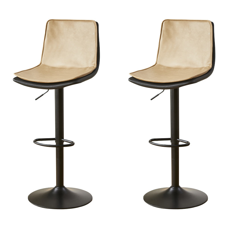 Scandinavian Adjustable Height Swivel Bar Stool Leather Upholstered Bar Stool