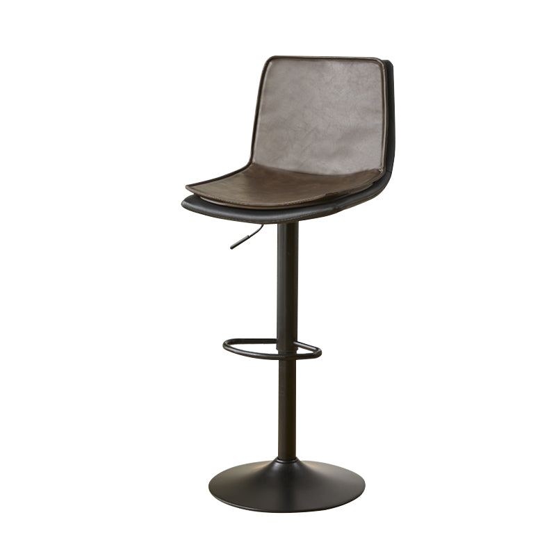 Scandinavian Adjustable Height Swivel Bar Stool Leather Upholstered Bar Stool