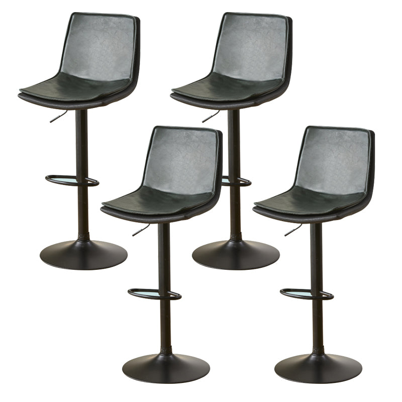 Scandinavian Adjustable Height Swivel Bar Stool Leather Upholstered Bar Stool