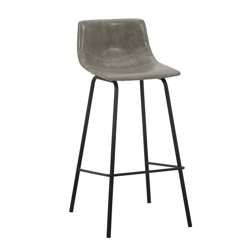 Indoor Modern Leather Bar Stool Bucket Footrest Low Back Counter & Bar Stool