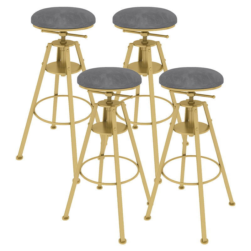 Metal Adjustable Height Bar Stool Velvet Upholstered Bar Stool for Restaurant