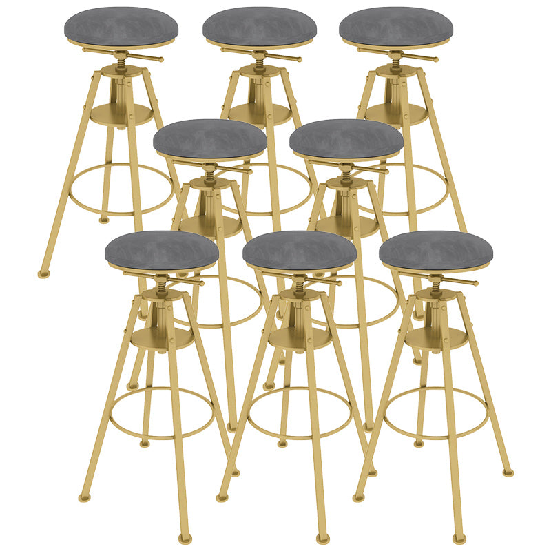 Metal Adjustable Height Bar Stool Velvet Upholstered Bar Stool for Restaurant