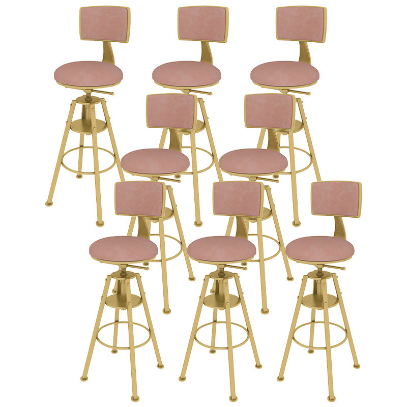 Metal Adjustable Height Bar Stool Velvet Upholstered Bar Stool for Restaurant