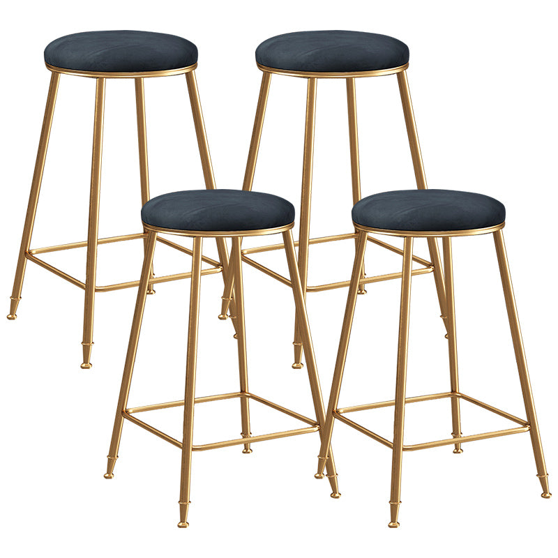 Contemporary Bar Stool Round Seat Barstool with Footrest and Metal Base