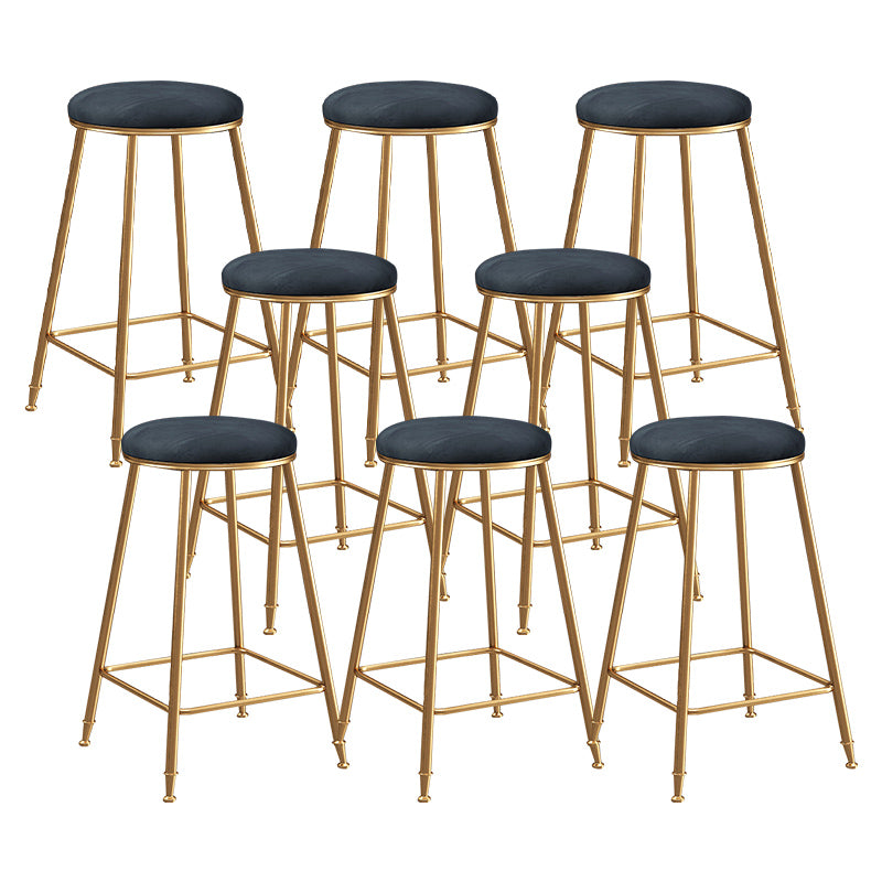 Contemporary Bar Stool Round Seat Barstool with Footrest and Metal Base