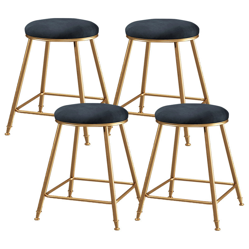 Contemporary Bar Stool Round Seat Barstool with Footrest and Metal Base