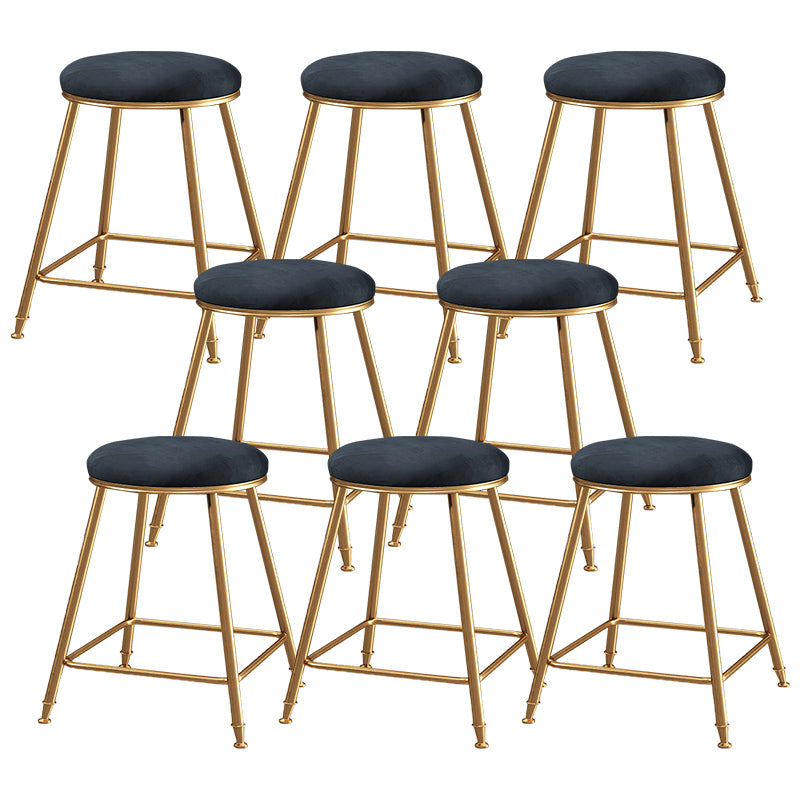 Contemporary Bar Stool Round Seat Barstool with Footrest and Metal Base