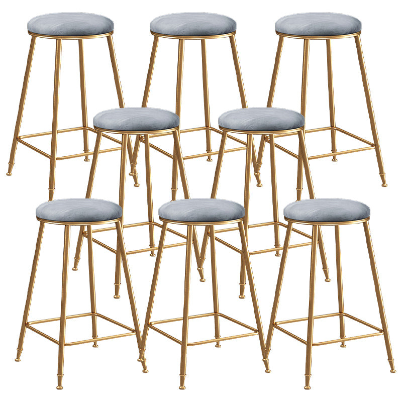 Contemporary Bar Stool Round Seat Barstool with Footrest and Metal Base