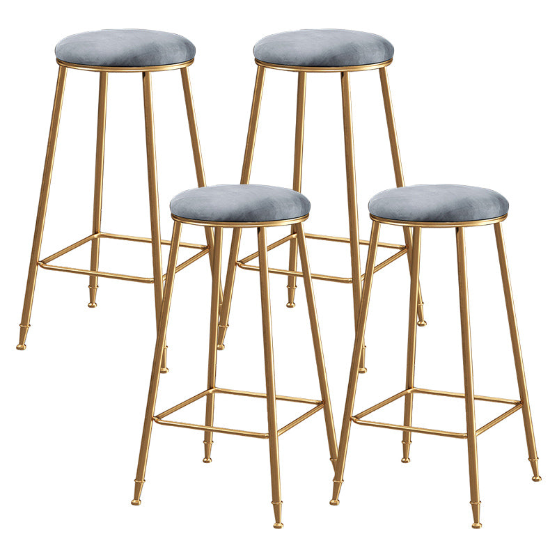 Contemporary Bar Stool Round Seat Barstool with Footrest and Metal Base