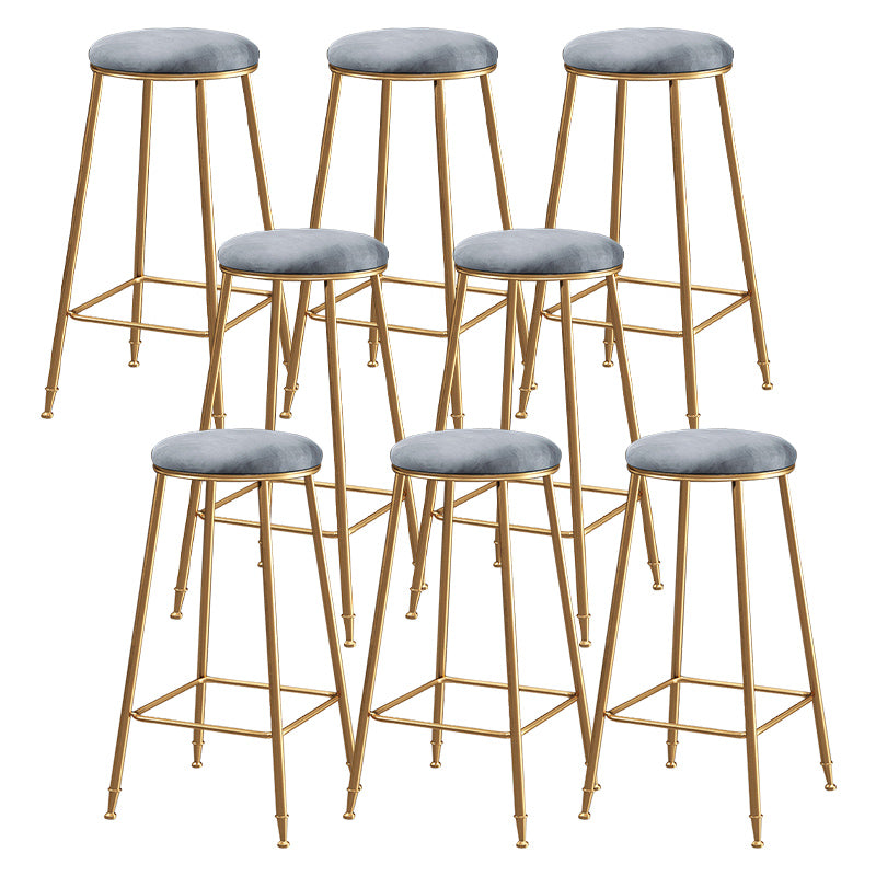 Contemporary Bar Stool Round Seat Barstool with Footrest and Metal Base