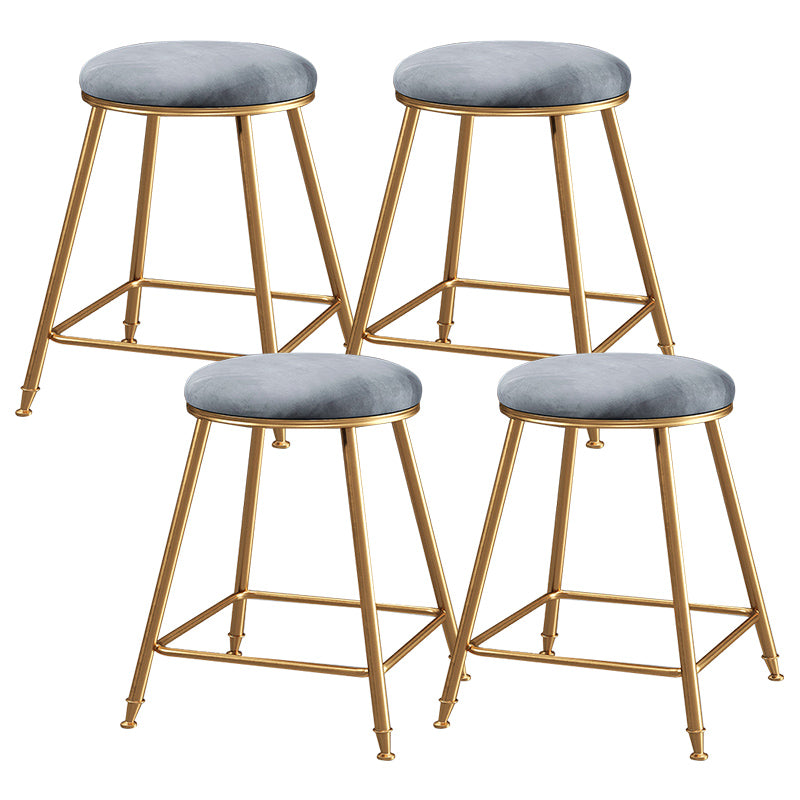 Contemporary Bar Stool Round Seat Barstool with Footrest and Metal Base