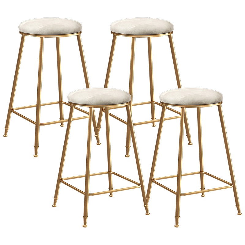 Contemporary Bar Stool Round Seat Barstool with Footrest and Metal Base
