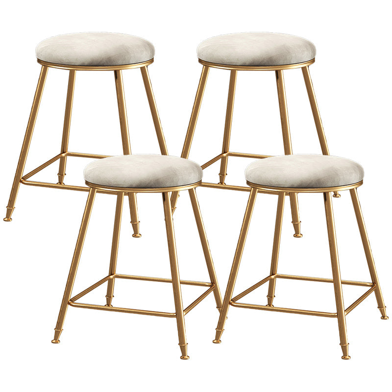Contemporary Bar Stool Round Seat Barstool with Footrest and Metal Base