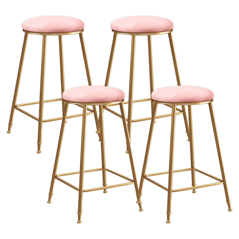 Contemporary Bar Stool Round Seat Barstool with Footrest and Metal Base