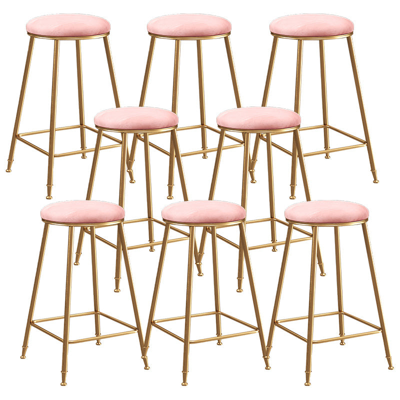 Contemporary Bar Stool Round Seat Barstool with Footrest and Metal Base