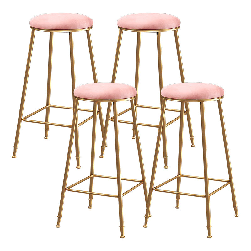 Contemporary Bar Stool Round Seat Barstool with Footrest and Metal Base