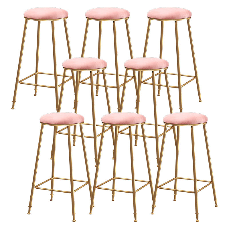 Contemporary Bar Stool Round Seat Barstool with Footrest and Metal Base