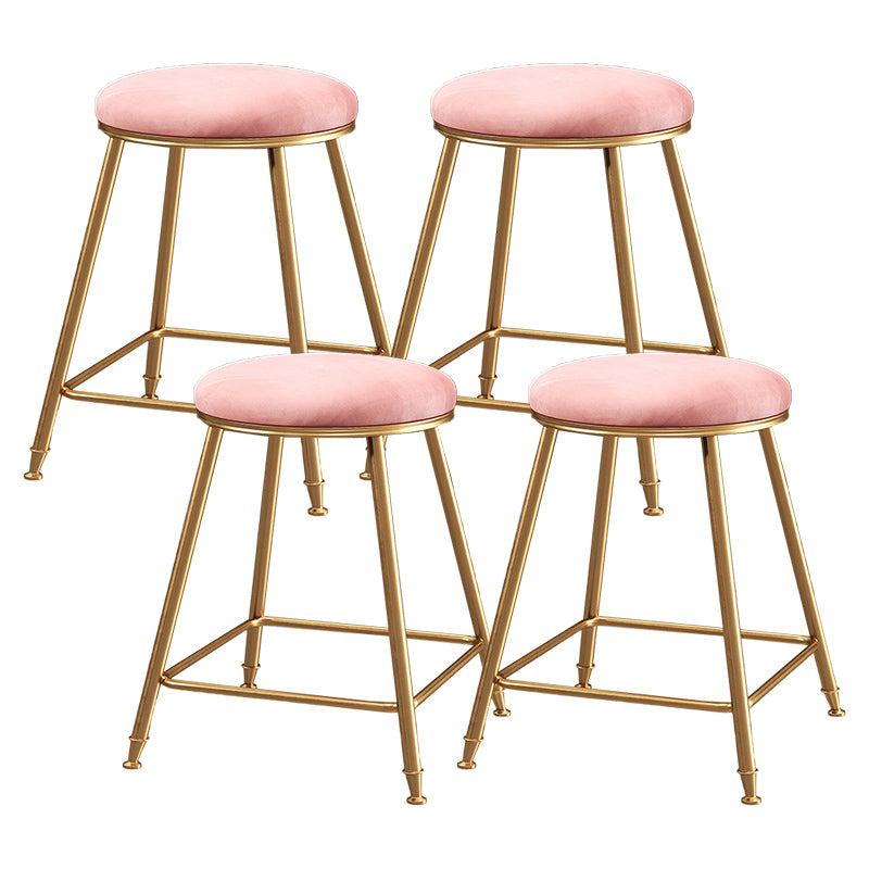 Contemporary Bar Stool Round Seat Barstool with Footrest and Metal Base
