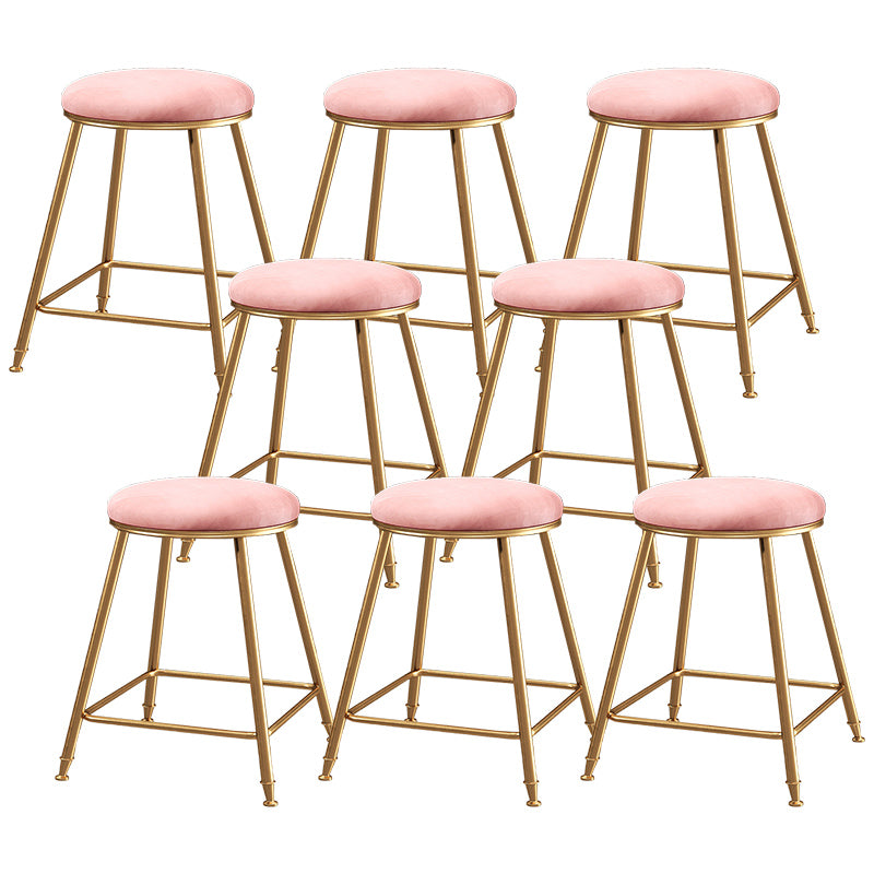 Contemporary Bar Stool Round Seat Barstool with Footrest and Metal Base