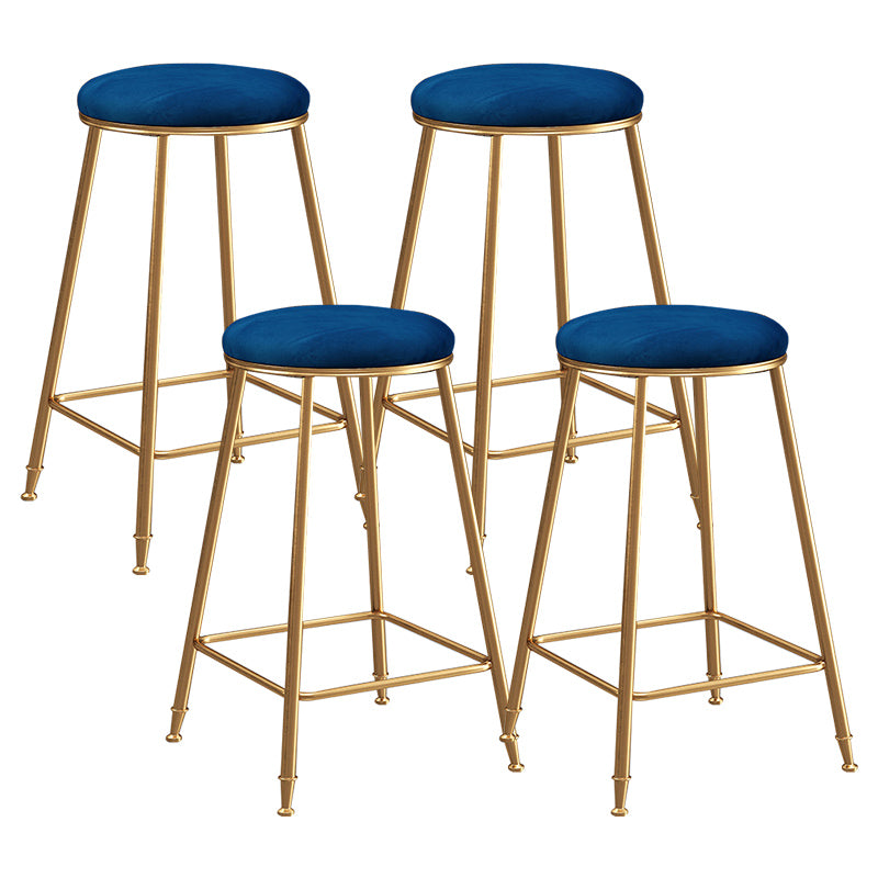 Contemporary Bar Stool Round Seat Barstool with Footrest and Metal Base