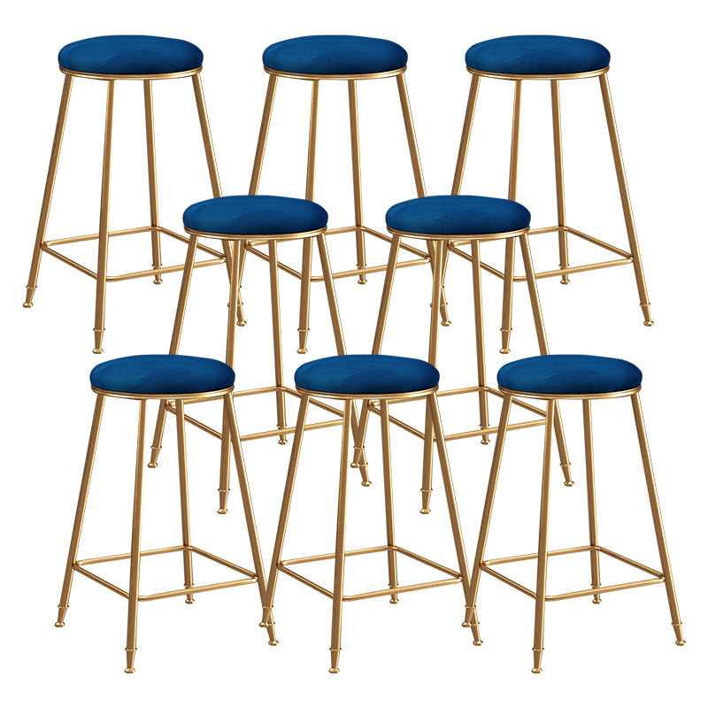 Contemporary Bar Stool Round Seat Barstool with Footrest and Metal Base