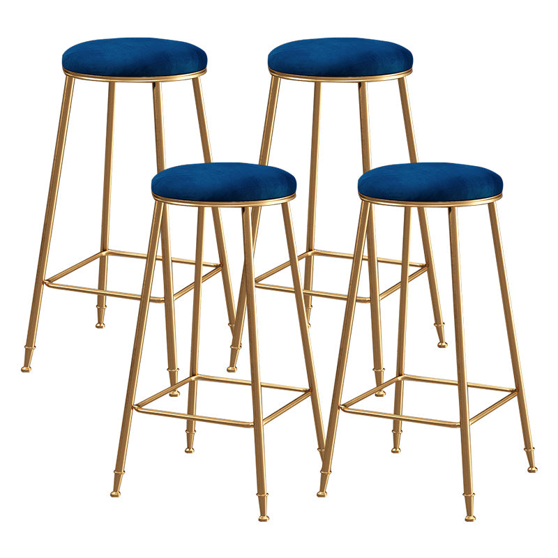 Contemporary Bar Stool Round Seat Barstool with Footrest and Metal Base