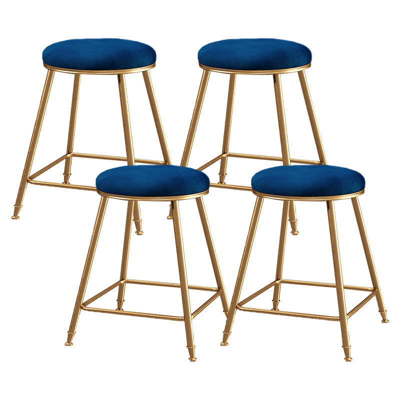 Contemporary Bar Stool Round Seat Barstool with Footrest and Metal Base