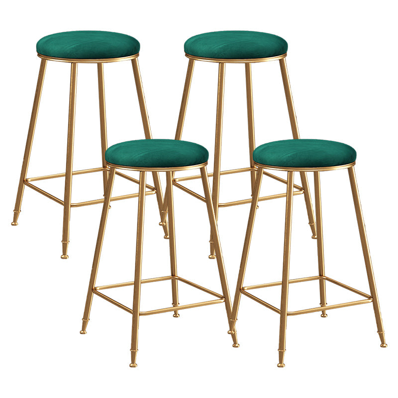 Contemporary Bar Stool Round Seat Barstool with Footrest and Metal Base