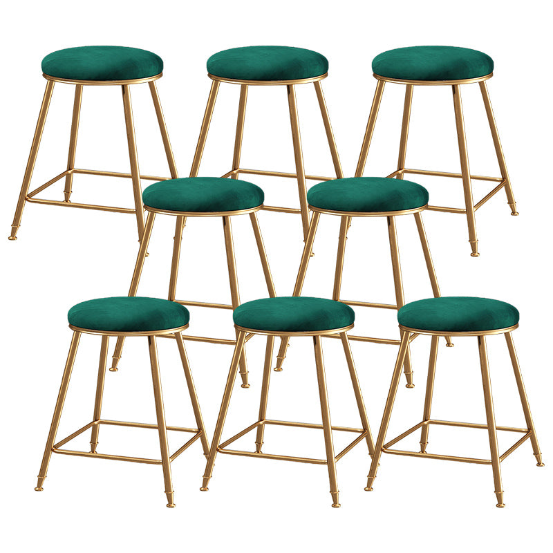 Contemporary Bar Stool Round Seat Barstool with Footrest and Metal Base
