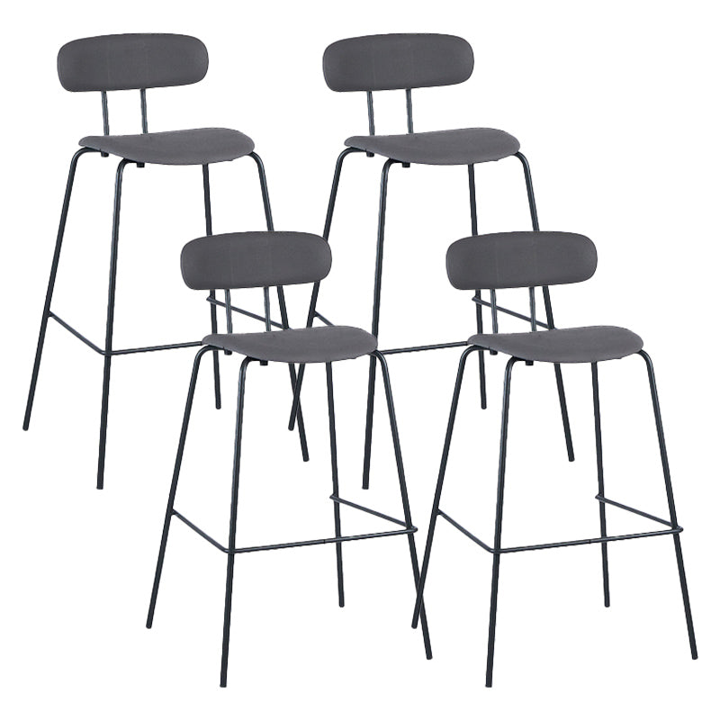Industrial Iron Legs Bar Stool PU Leather Low Back Barstools for Living Room