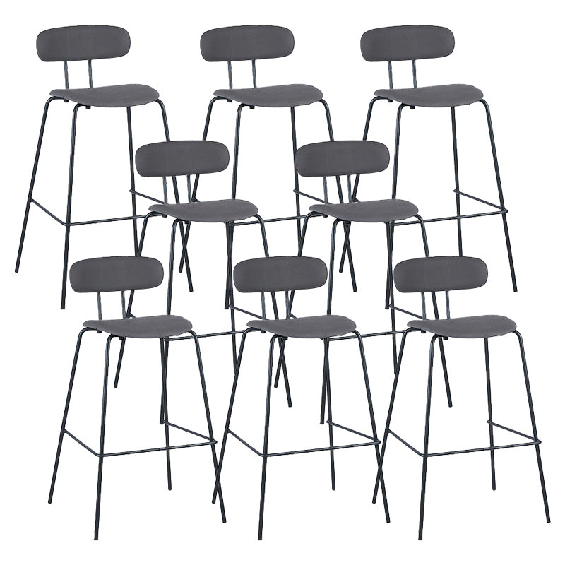 Industrial Iron Legs Bar Stool PU Leather Low Back Barstools for Living Room