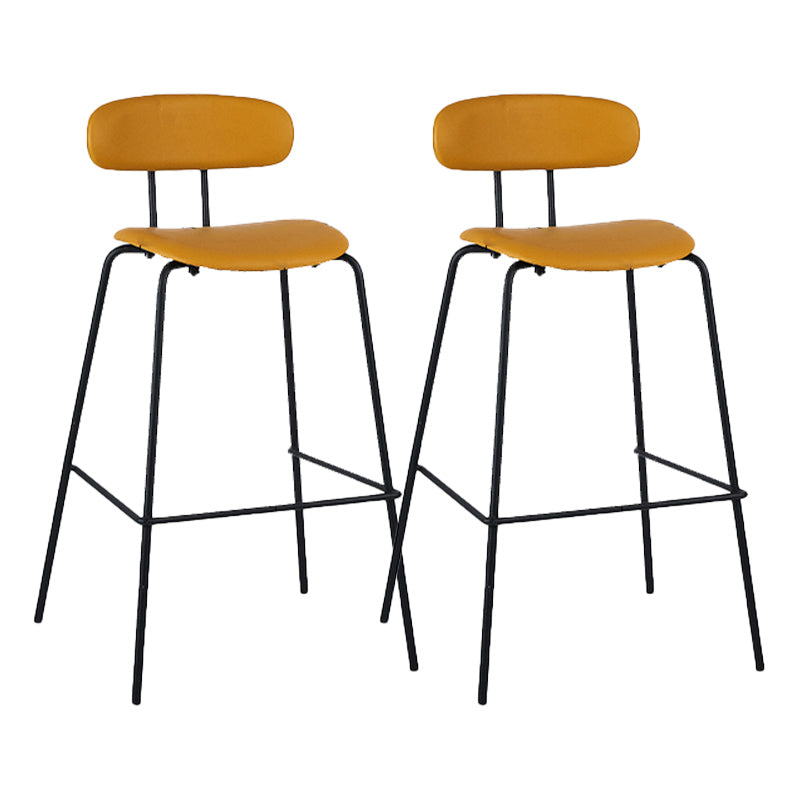 Industrial Iron Legs Bar Stool PU Leather Low Back Barstools for Living Room
