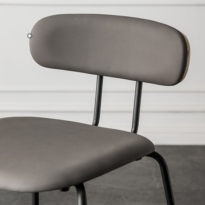 Industrial Iron Legs Bar Stool PU Leather Low Back Barstools for Living Room