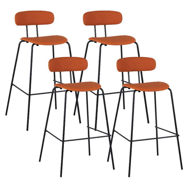 Industrial Iron Legs Bar Stool PU Leather Low Back Barstools for Living Room