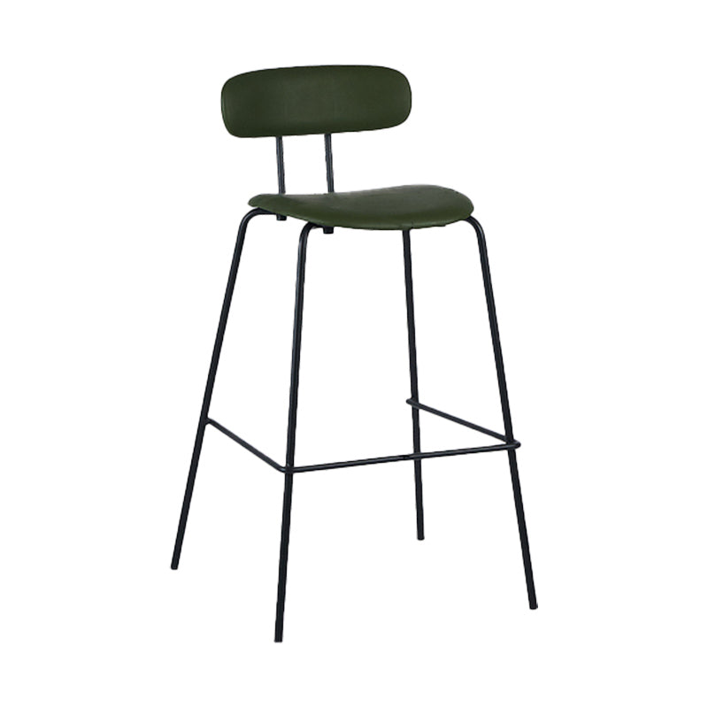 Industrial Iron Legs Bar Stool PU Leather Low Back Barstools for Living Room