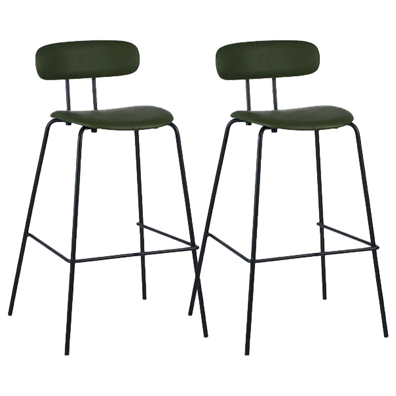 Industrial Iron Legs Bar Stool PU Leather Low Back Barstools for Living Room