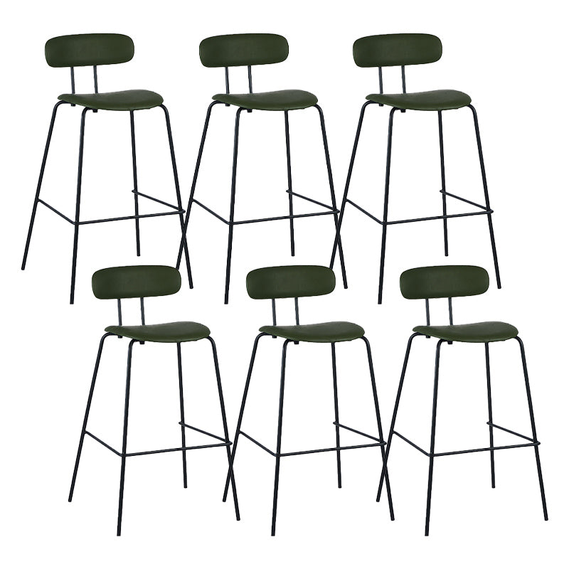 Industrial Iron Legs Bar Stool PU Leather Low Back Barstools for Living Room