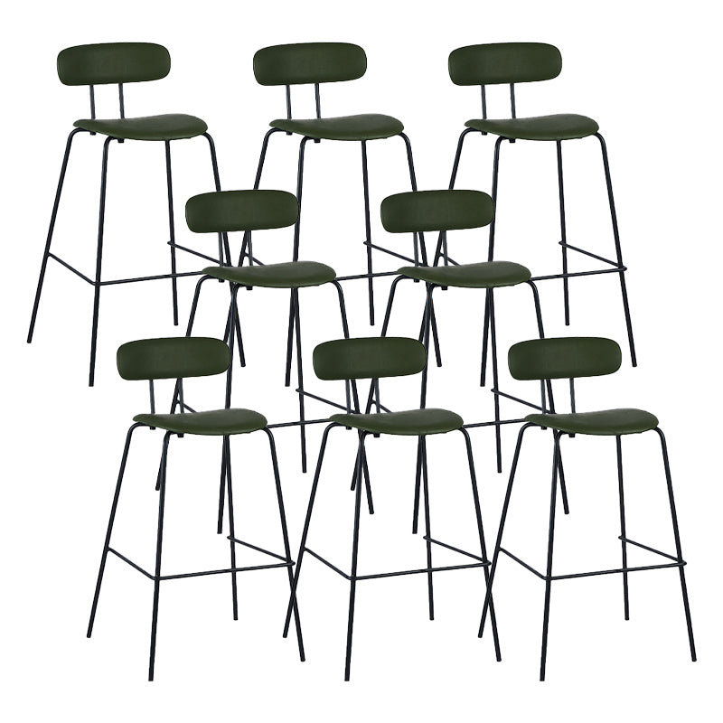 Industrial Iron Legs Bar Stool PU Leather Low Back Barstools for Living Room