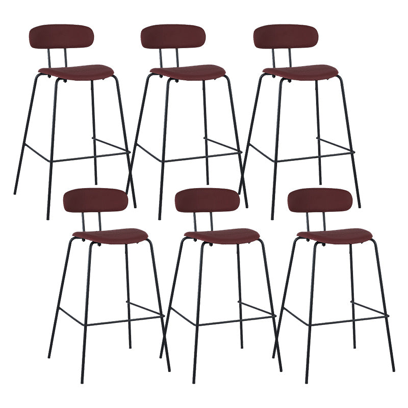 Industrial Iron Legs Bar Stool PU Leather Low Back Barstools for Living Room
