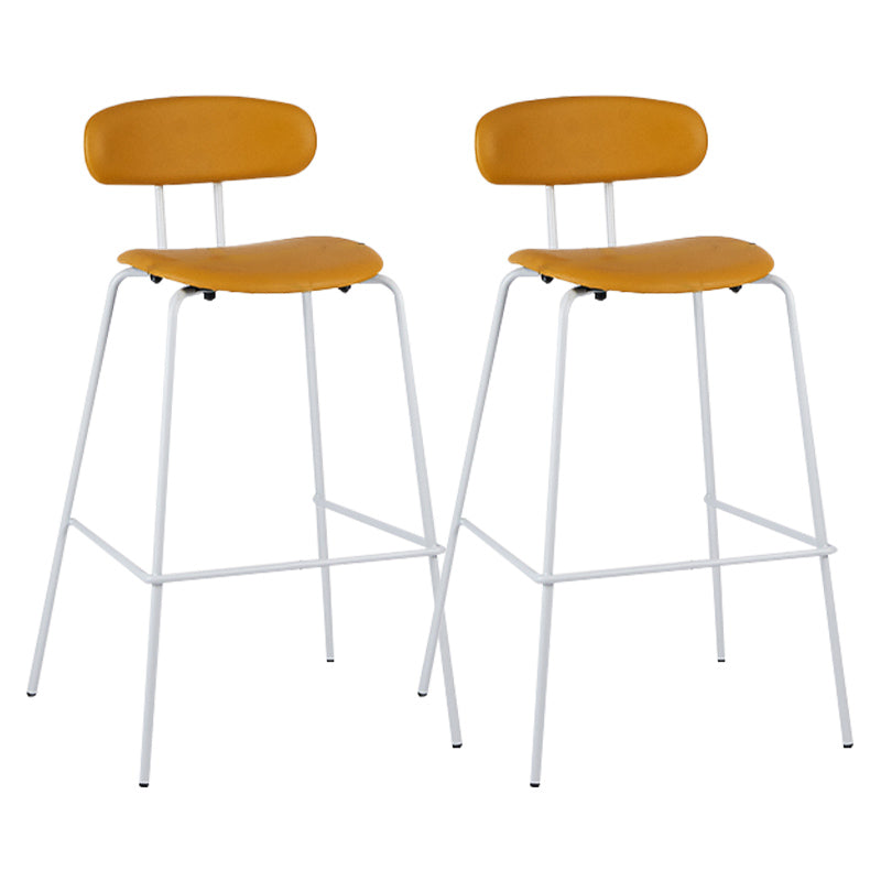 Industrial Iron Legs Bar Stool PU Leather Low Back Barstools for Living Room
