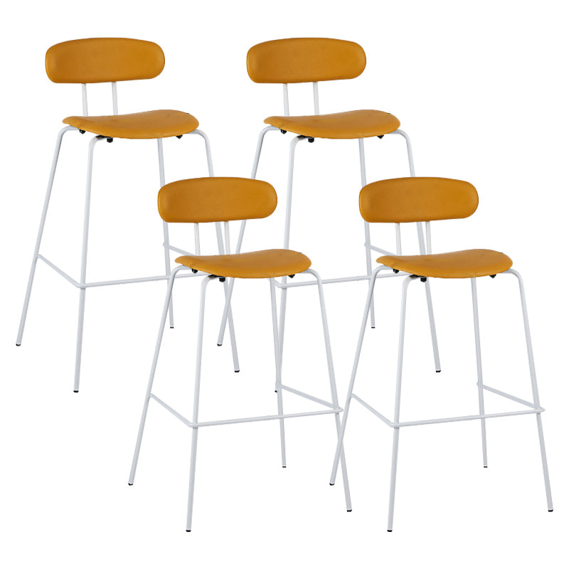 Industrial Iron Legs Bar Stool PU Leather Low Back Barstools for Living Room