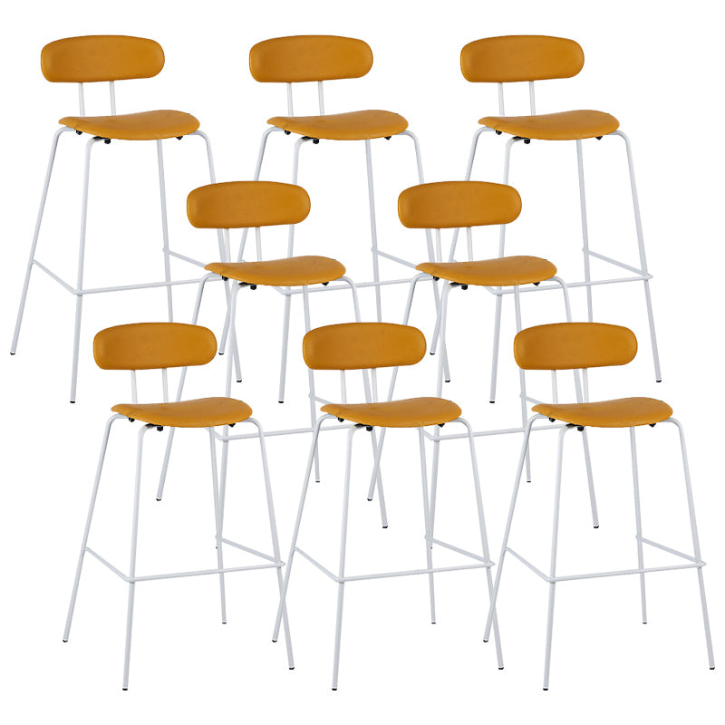 Industrial Iron Legs Bar Stool PU Leather Low Back Barstools for Living Room