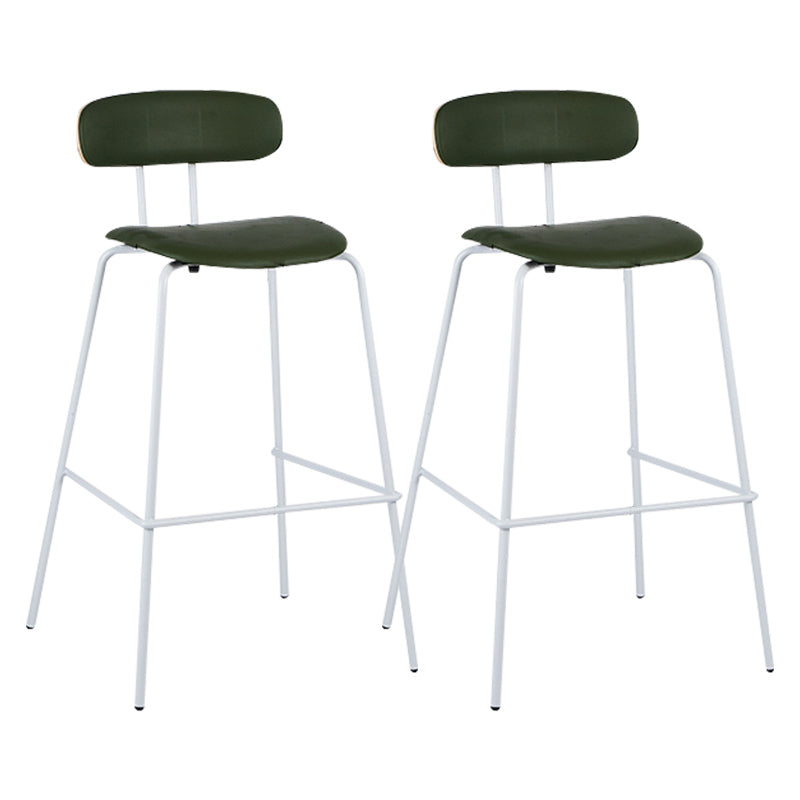 Industrial Iron Legs Bar Stool PU Leather Low Back Barstools for Living Room