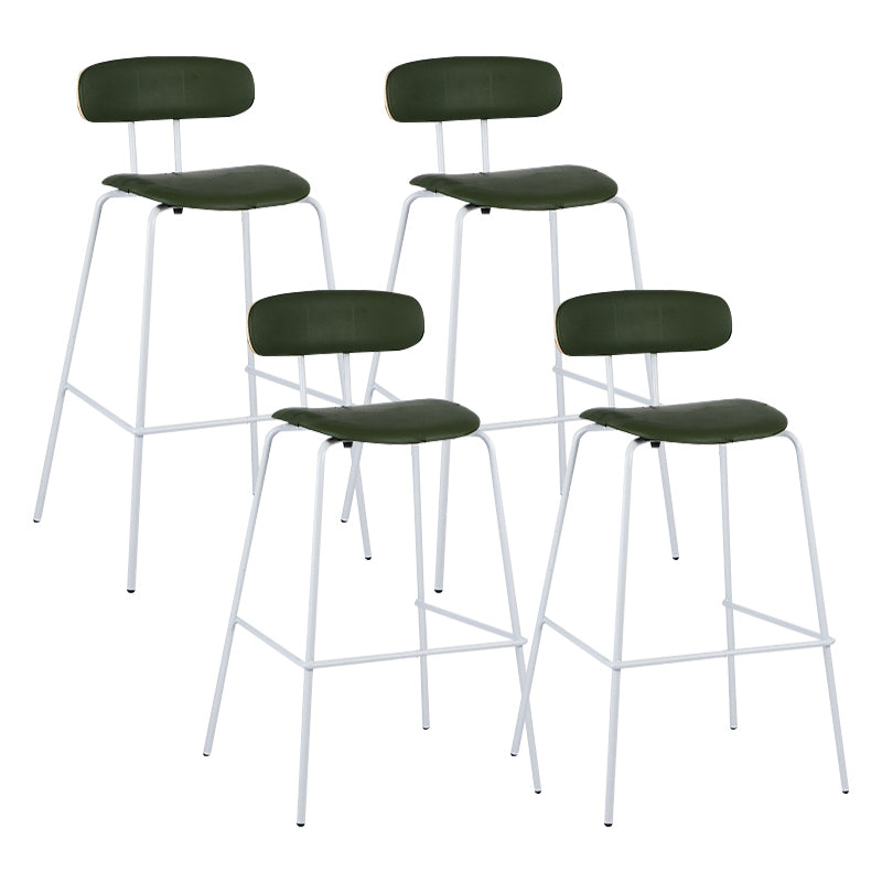 Industrial Iron Legs Bar Stool PU Leather Low Back Barstools for Living Room