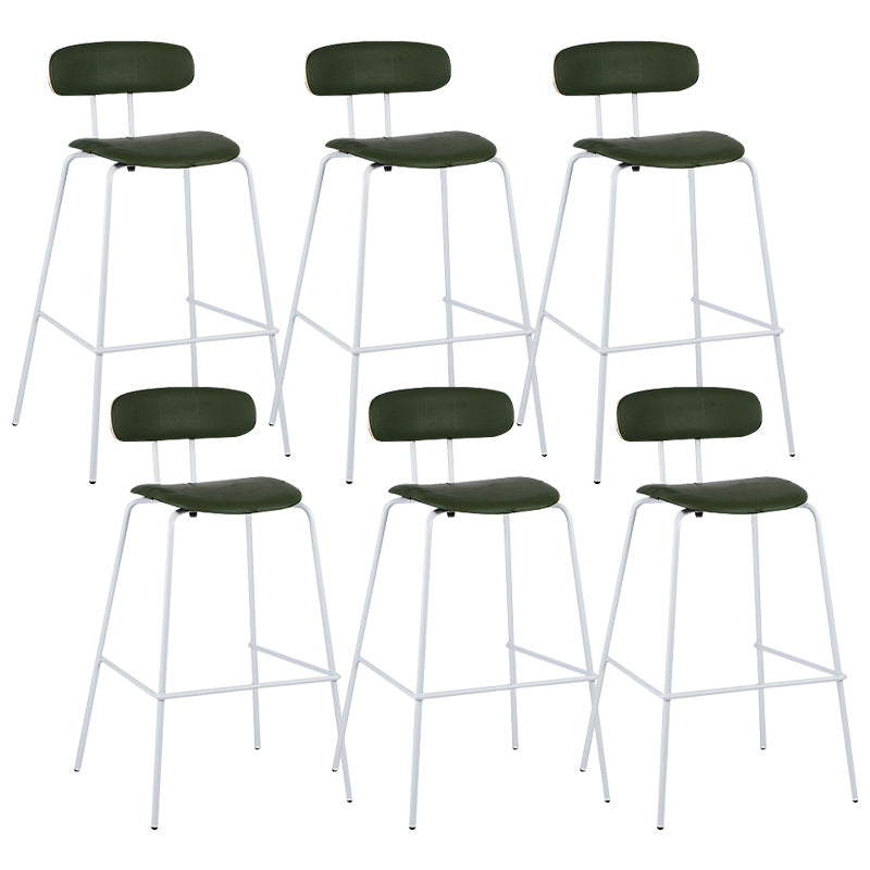 Industrial Iron Legs Bar Stool PU Leather Low Back Barstools for Living Room