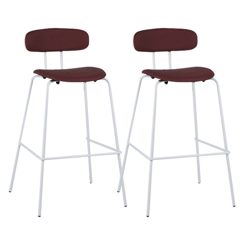 Industrial Iron Legs Bar Stool PU Leather Low Back Barstools for Living Room