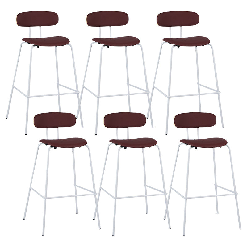 Industrial Iron Legs Bar Stool PU Leather Low Back Barstools for Living Room