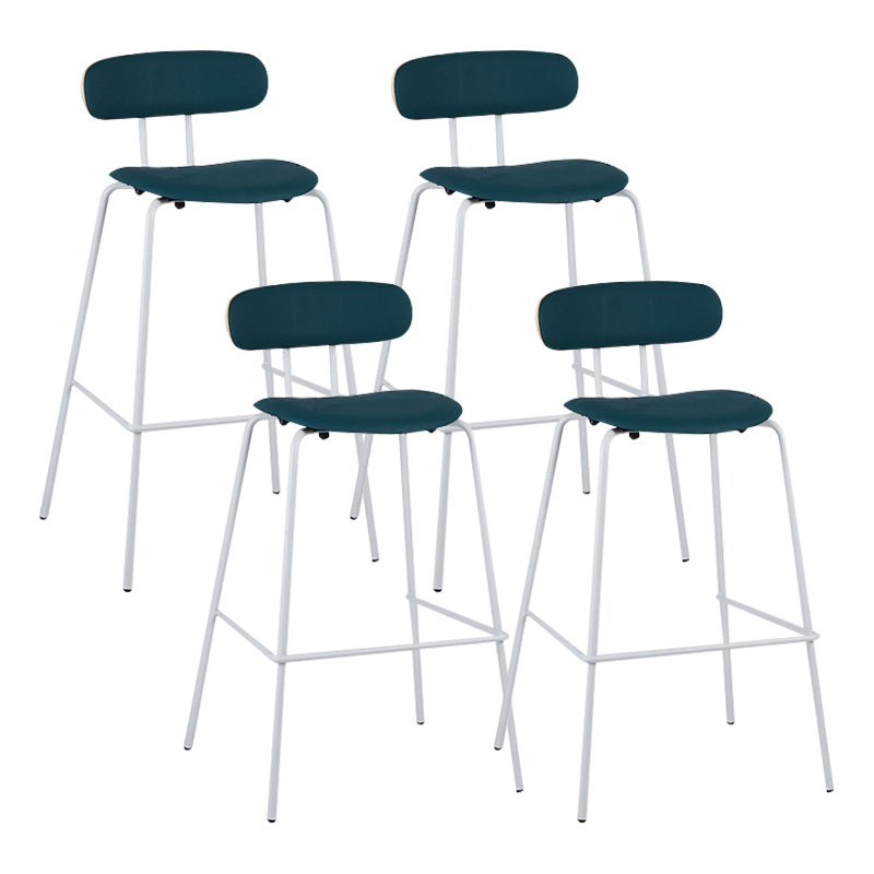 Industrial Iron Legs Bar Stool PU Leather Low Back Barstools for Living Room